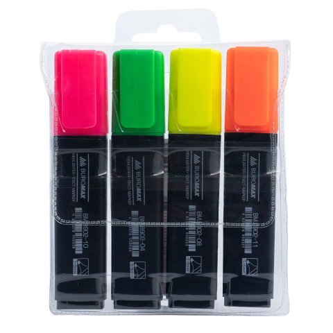 Набір BUROMAX із 4-х текстових-маркерів (BM.8902-94), різнокольорові